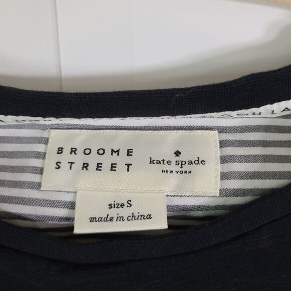 Kate Spade Broom Street Peplum Tee Shirt Black Front Striped Back‎ Size Small - Picture 3 of 8